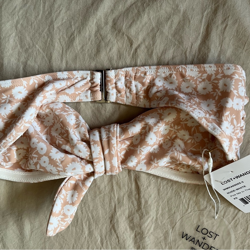 Lost + Wander Nude and White strapless Bikini Top size XS NWT - Picture 3 of 5
